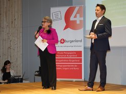 Brigitte Schimanko und Thomas Steiner bei der Veranstaltung "4+ Burgenland" in Eisenstadt.